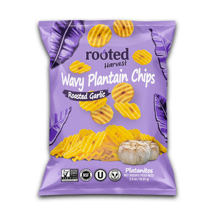 rh-wavy-rgarlic-front Wavy Plantain Chips – Roasted Garlic - Image 1